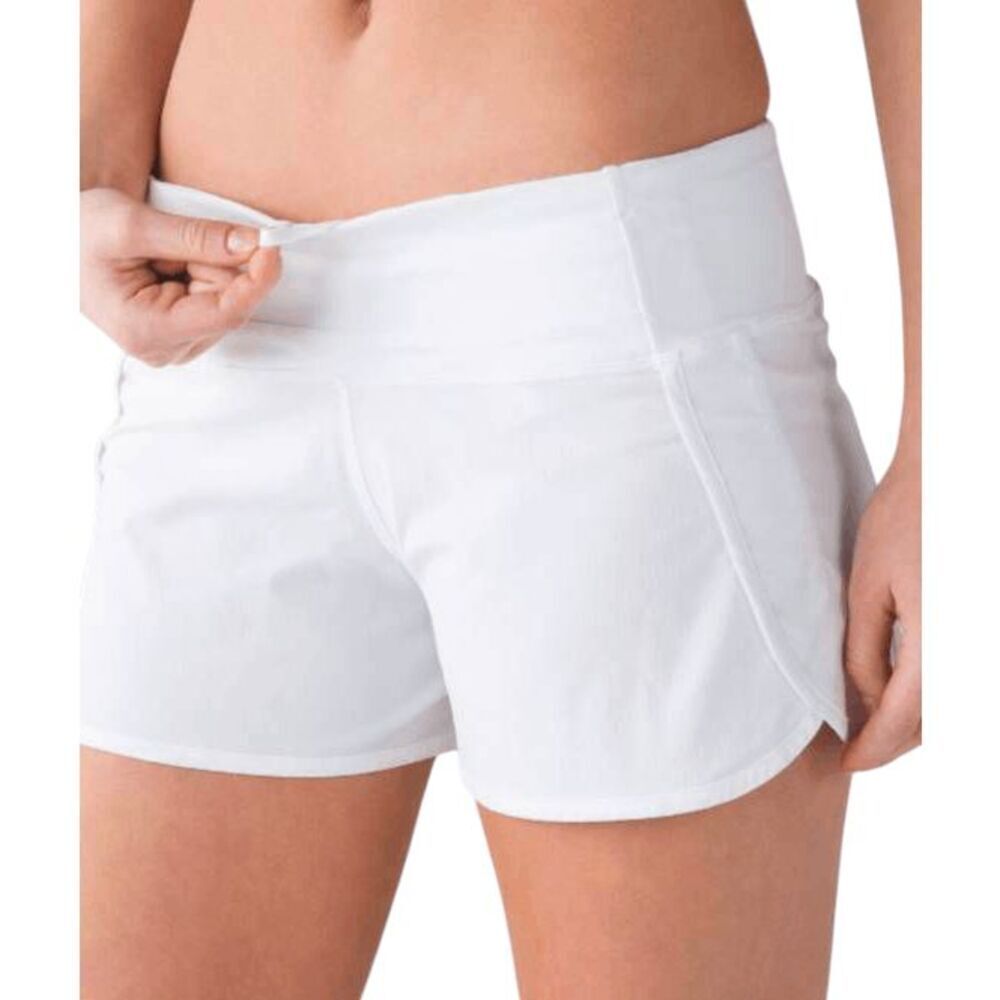 LULULEMON ATHLETICA Run Times Short '2-Way Stretch 4" In White Size 8